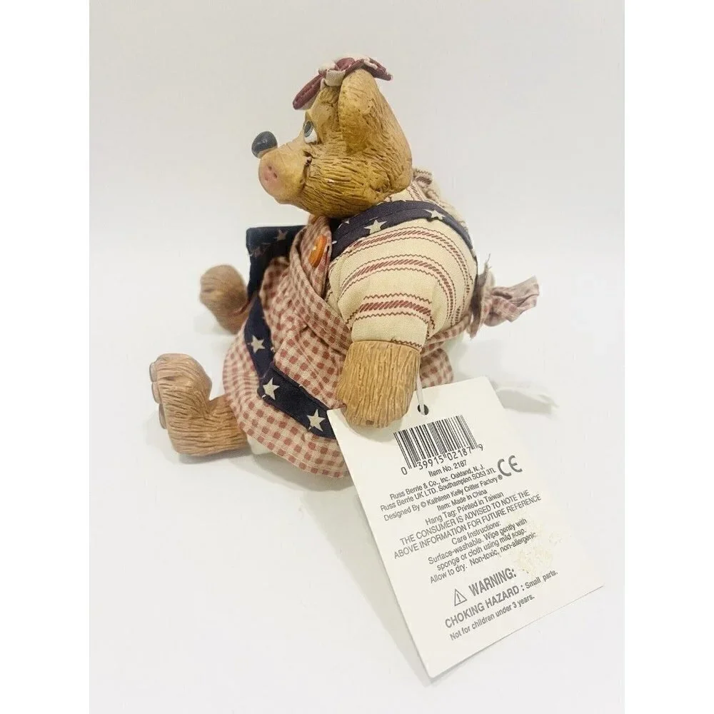 Russ Berrie BETSY ROSS Bear Figure Flag Bearsy Patriotic Figurine Country Folks